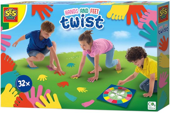 SES Creative Handen en voeten twist, verpakking met gekleurde handen en voeten.